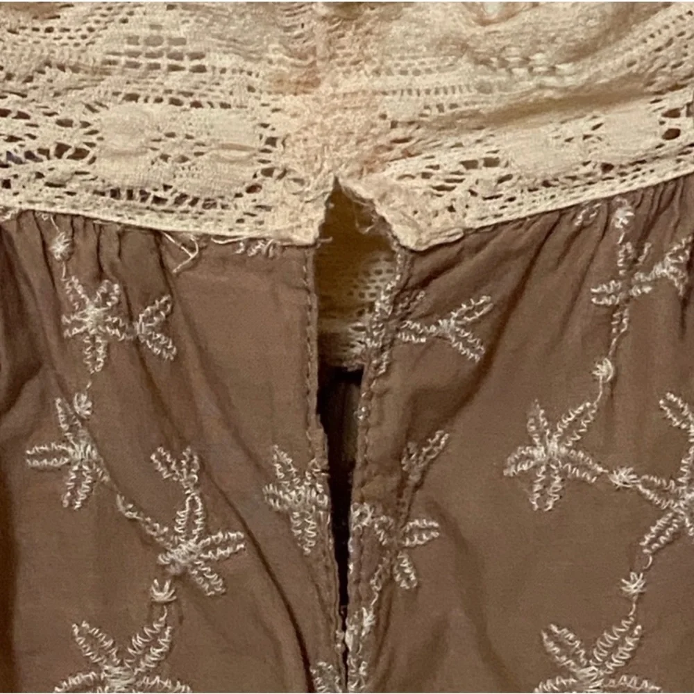 Zara Cotton Embroidered Lace-Trim Puff Sleeve Blouse Snall Cottagecore